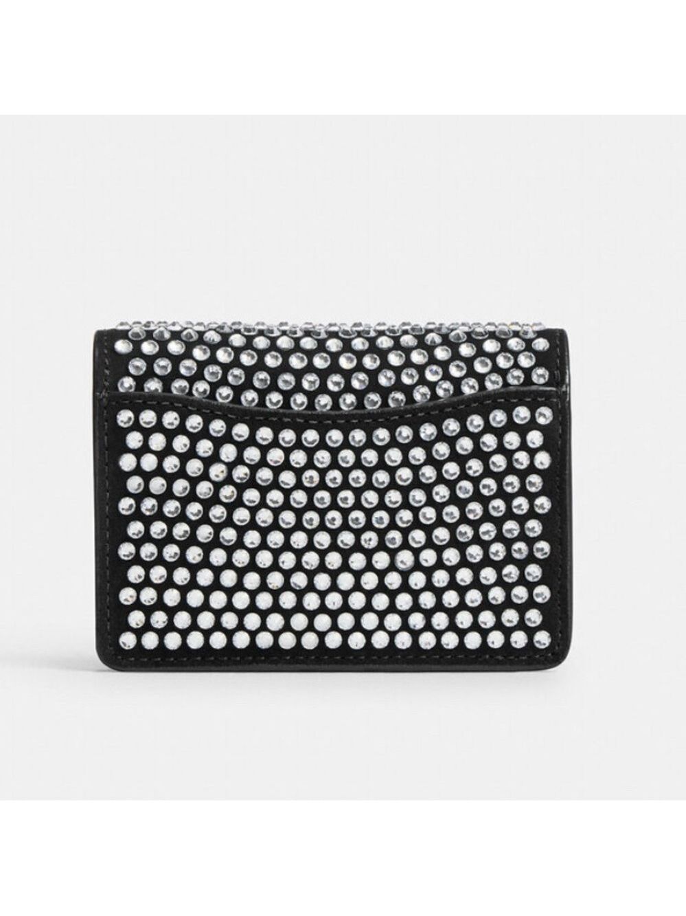 NEW Coach Pavé Crystal Leather Half Flap Crossbody Card Case in Black CW563 NWT - Picture 3 of 7